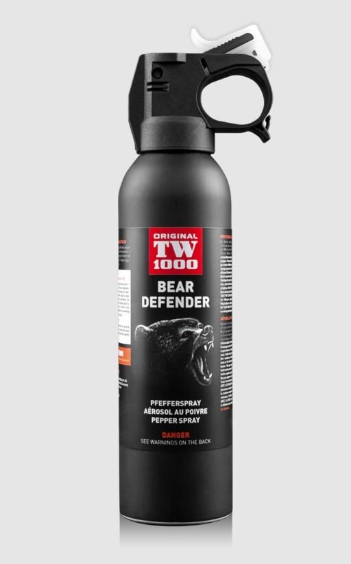 Spray împotriva urșilor TW1000 Bear Defender 225ml, rază de acțiune 10 metri cu jet conic și siguranță fluorescentă - Marksmen.ro