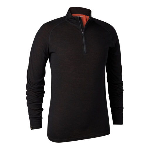 Detaliu echipament vânătoare Deerhunter Bluză Bărbați Quinn Merino ½-Zip în culoarea Black Oak (992) - detalii premium îmbrăcăminte outdoor pe marksmen.ro