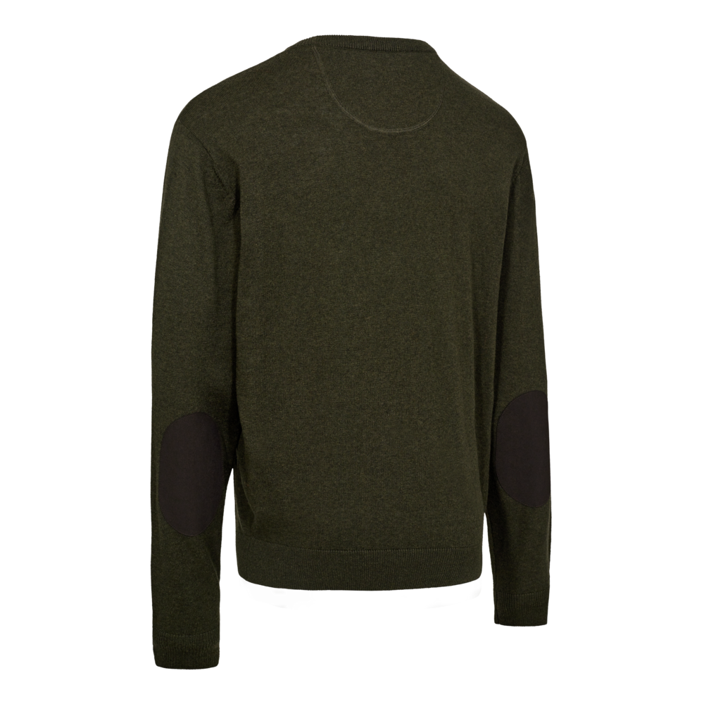 Detaliu echipament vânătoare Deerhunter Pulover Lână Harrington O-Neck în culoarea Forest Ember Melange (368) - detalii premium îmbrăcăminte outdoor pe marksmen.ro