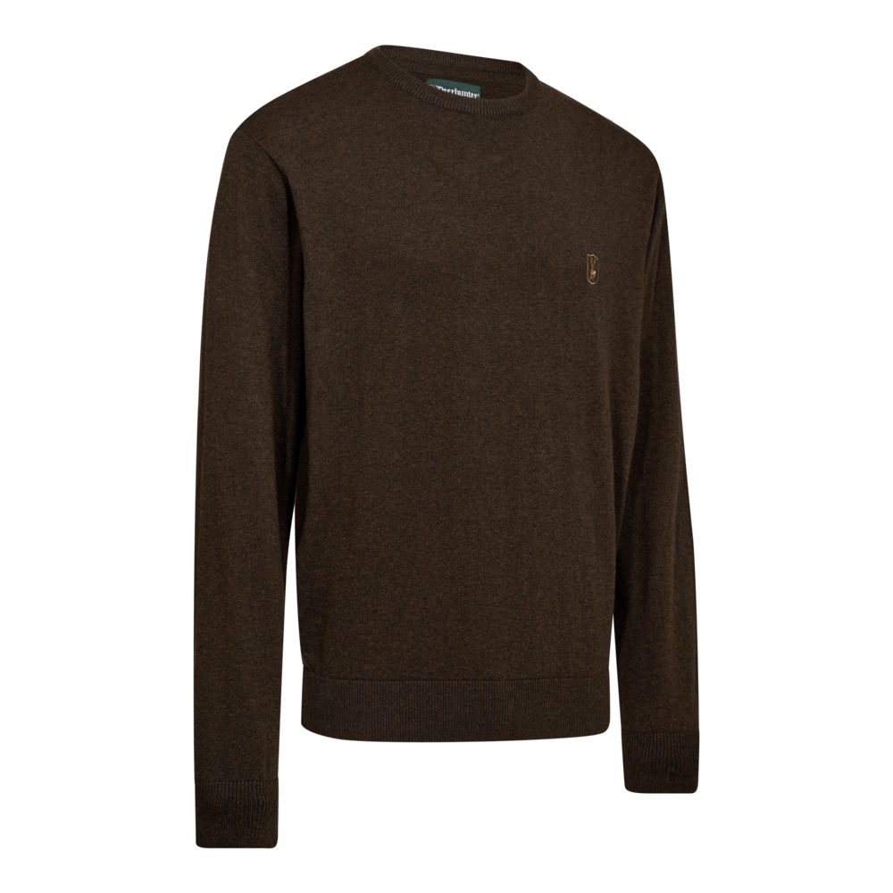Detaliu echipament vânătoare Deerhunter Pulover Lână Harrington O-Neck în culoarea Forest Ember Melange (368) - detalii premium îmbrăcăminte outdoor pe marksmen.ro