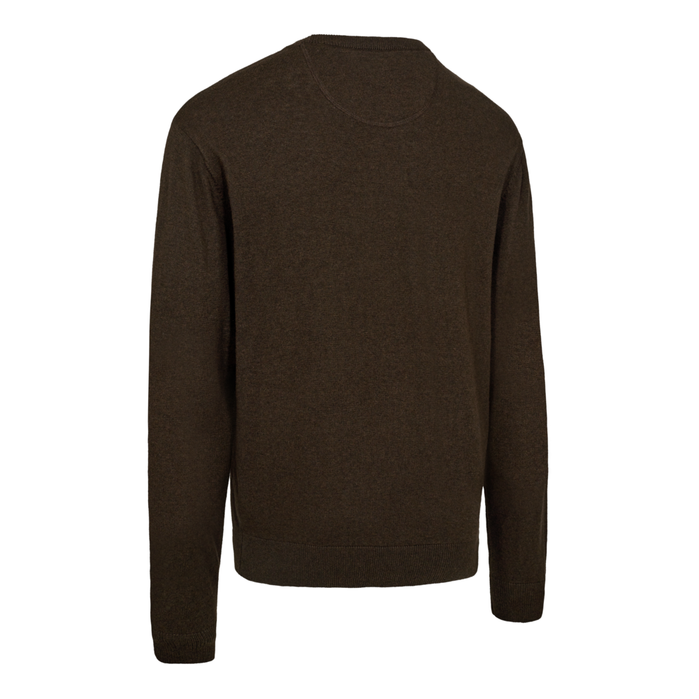 Detaliu echipament vânătoare Deerhunter Pulover Lână Harrington O-Neck în culoarea Forest Ember Melange (368) - detalii premium îmbrăcăminte outdoor pe marksmen.ro