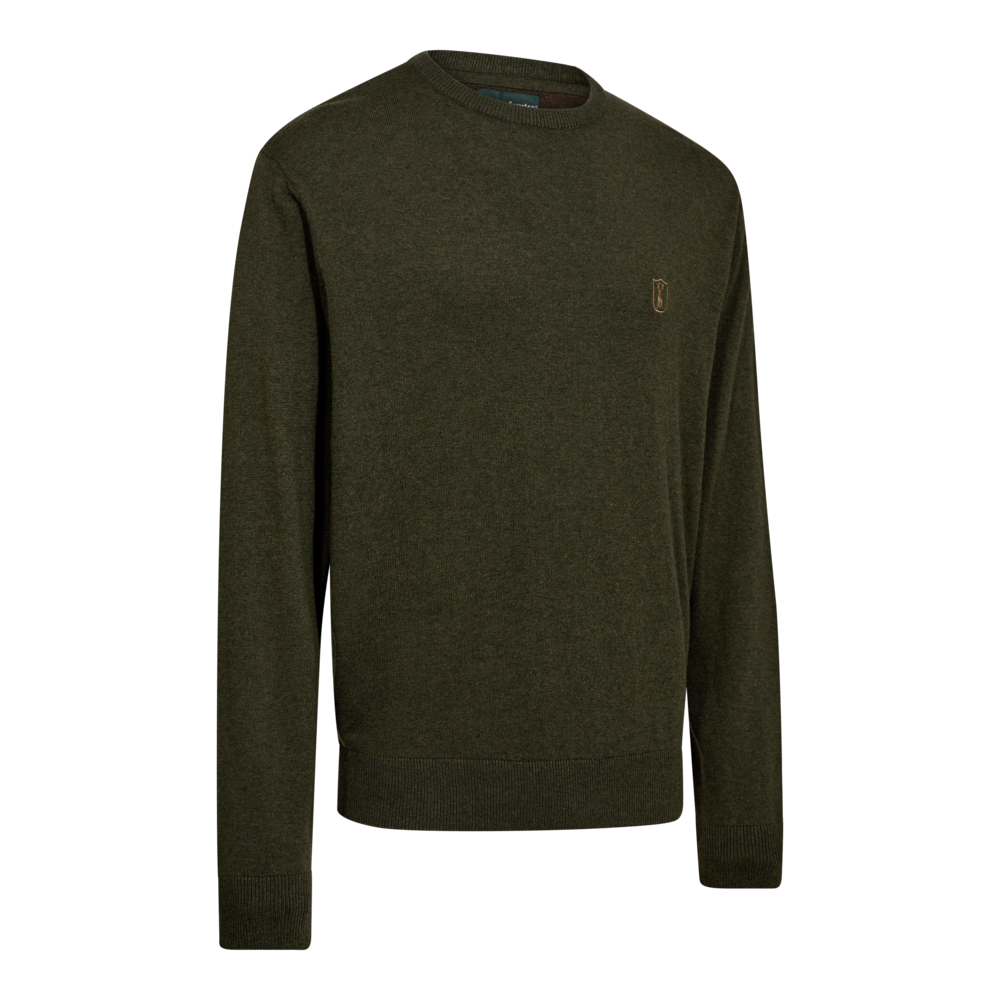 Echipament vânătoare Deerhunter Pulover Lână Harrington O-Neck în culoarea Forest Ember Melange (368) - îmbrăcăminte premium pentru activități outdoor pe marksmen.ro