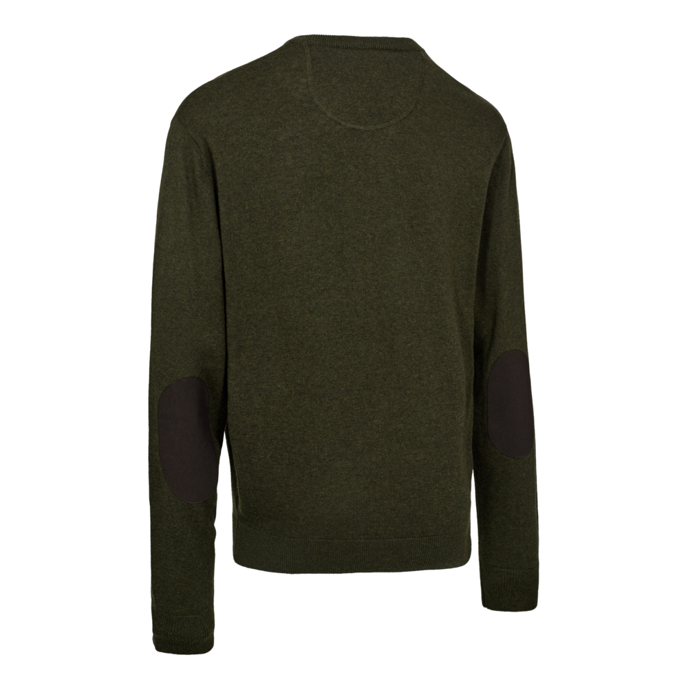 Detaliu echipament vânătoare Deerhunter Pulover Lână Harrington V-Neck în culoarea Forest Ember Melange (368) - detalii premium îmbrăcăminte outdoor pe marksmen.ro