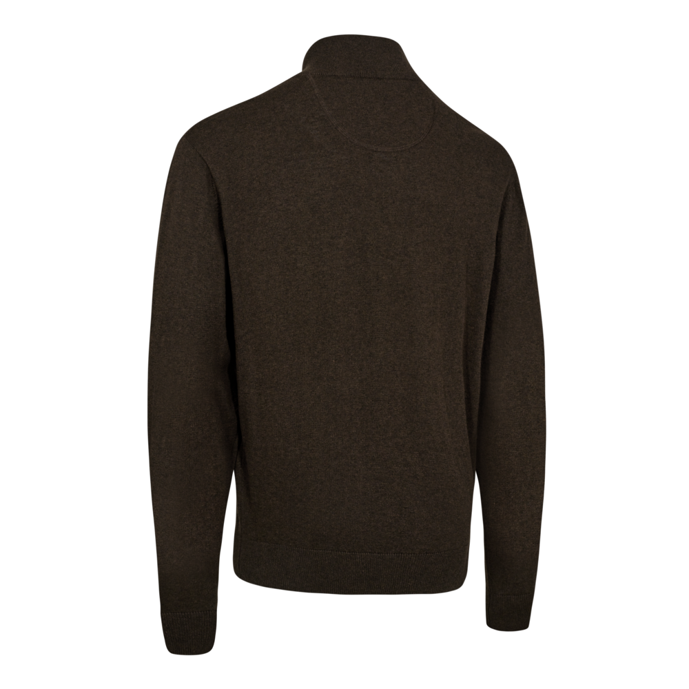 Detaliu echipament vânătoare Deerhunter Pulover Lână Harrington ½-Zip în culoarea Forest Ember Melange (368) - detalii premium îmbrăcăminte outdoor pe marksmen.ro